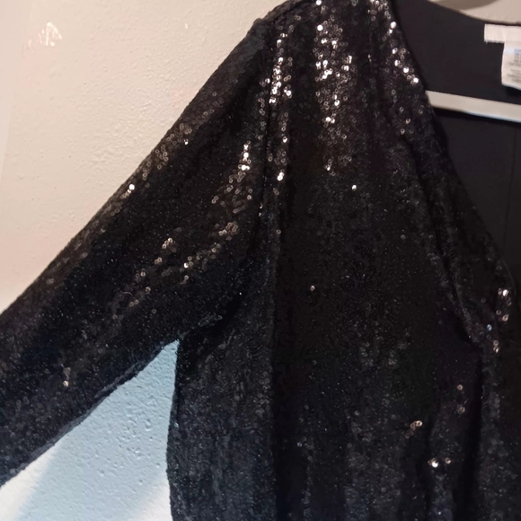 Black Sequin Wrap Bodysuit - Picture 5 of 14